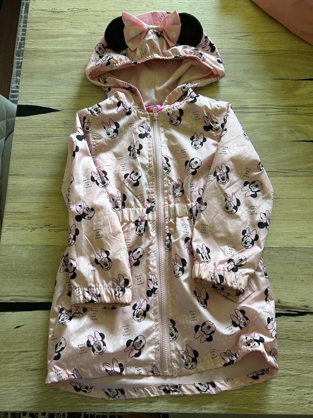 Disney Girls Pink Minnie Mouse Zip Raincoat Jacket - Size 4